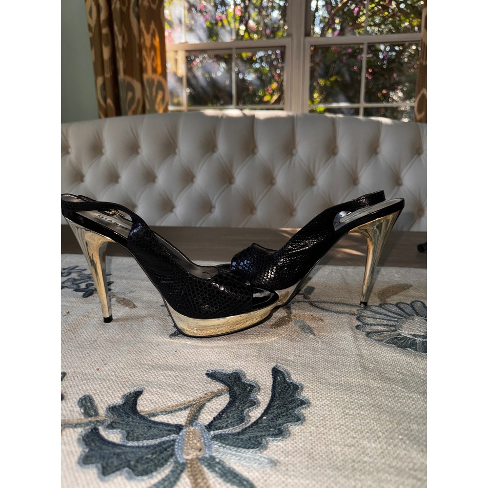 Gianni Bini Black and Gold Heels